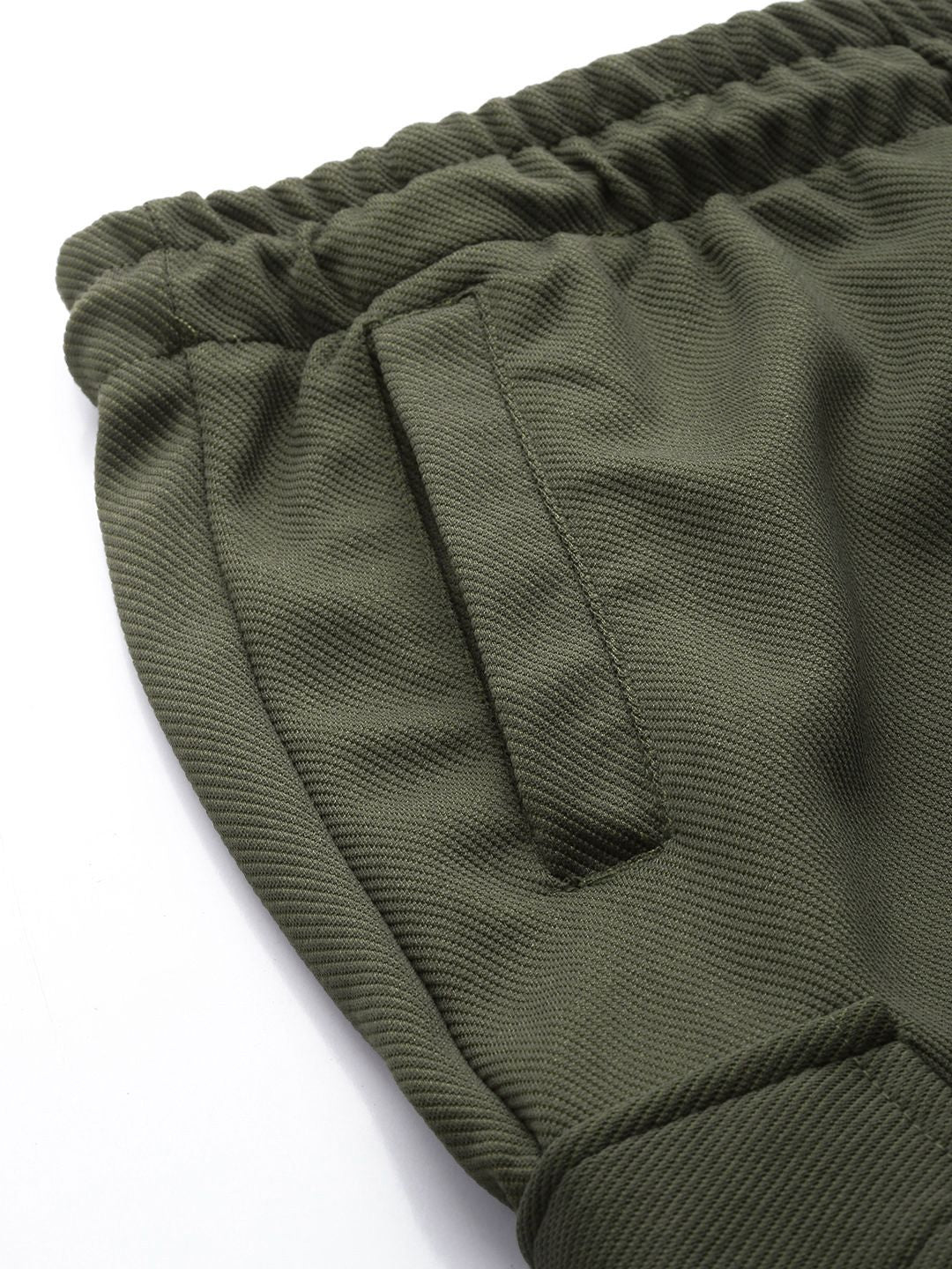 Men's Olive Relaxed Fit Textured Casual Jogger - Image 6
