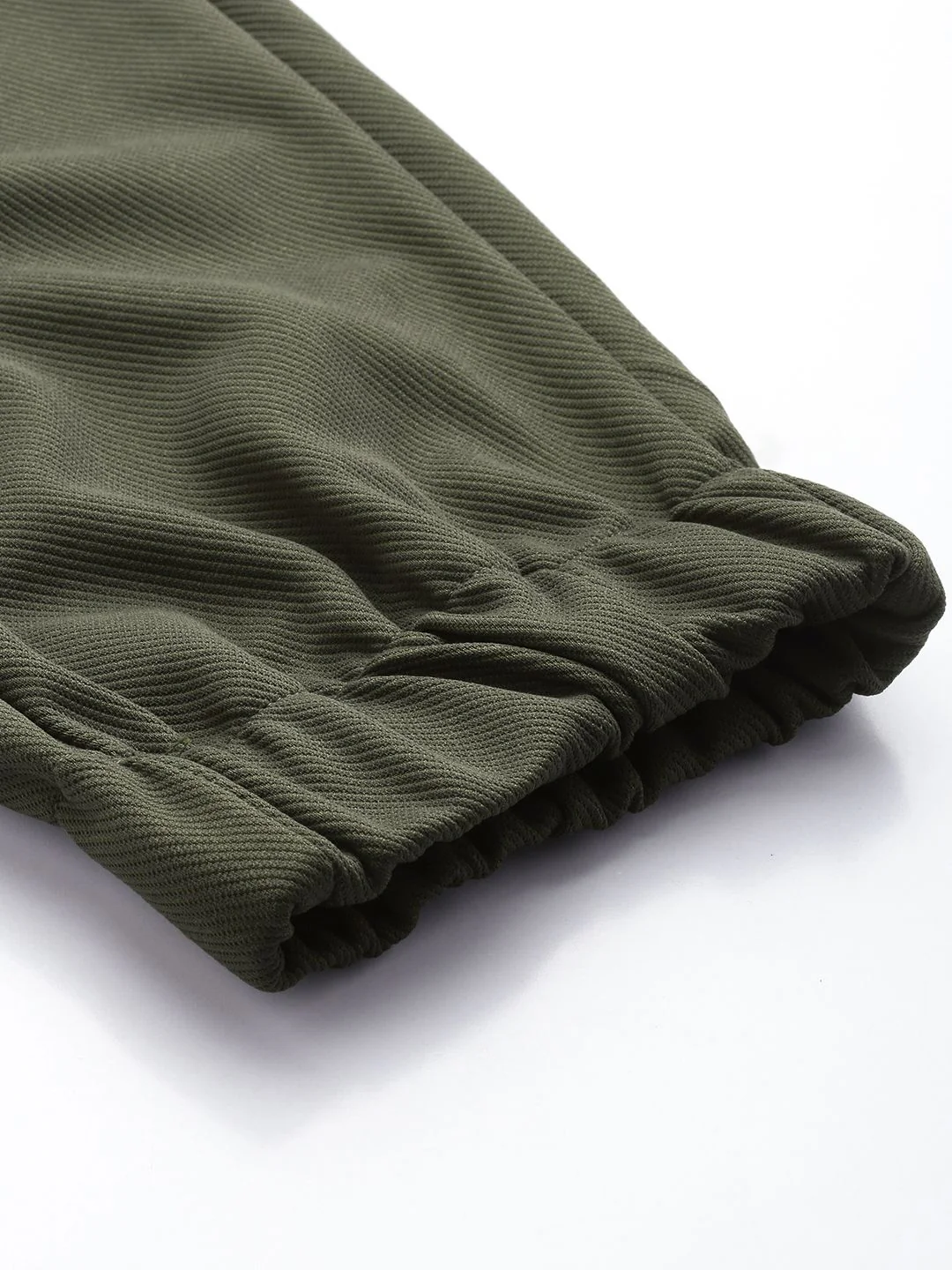 Men's Olive Relaxed Fit Textured Casual Jogger - Image 7