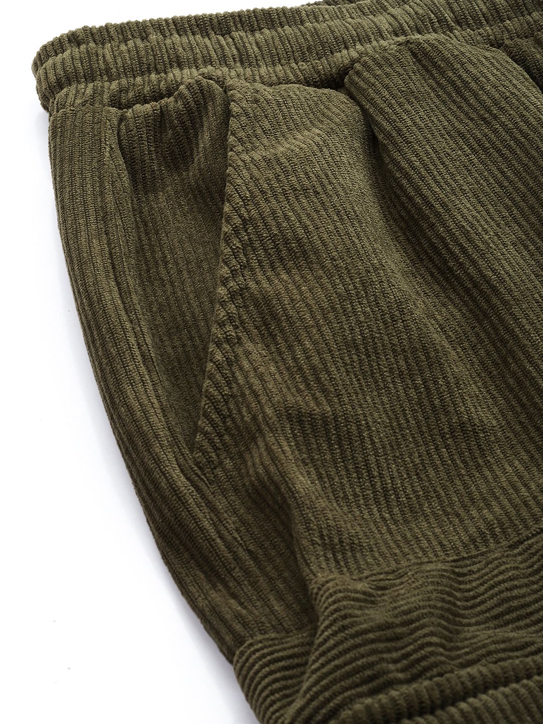 Men's Dark Olive Loose Fit Textured Utility Jogger - Image 5