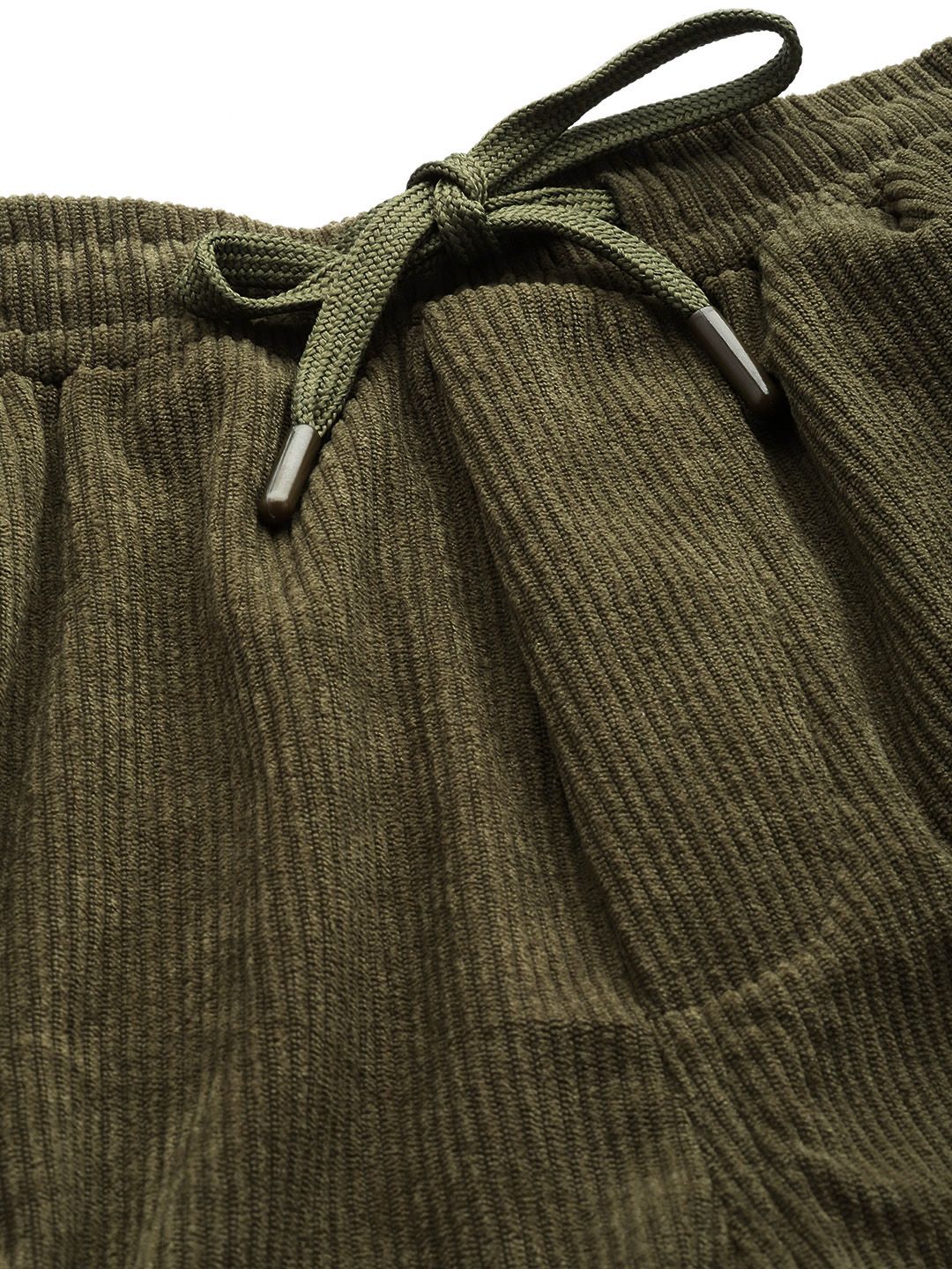 Men's Dark Olive Loose Fit Textured Utility Jogger - Image 7