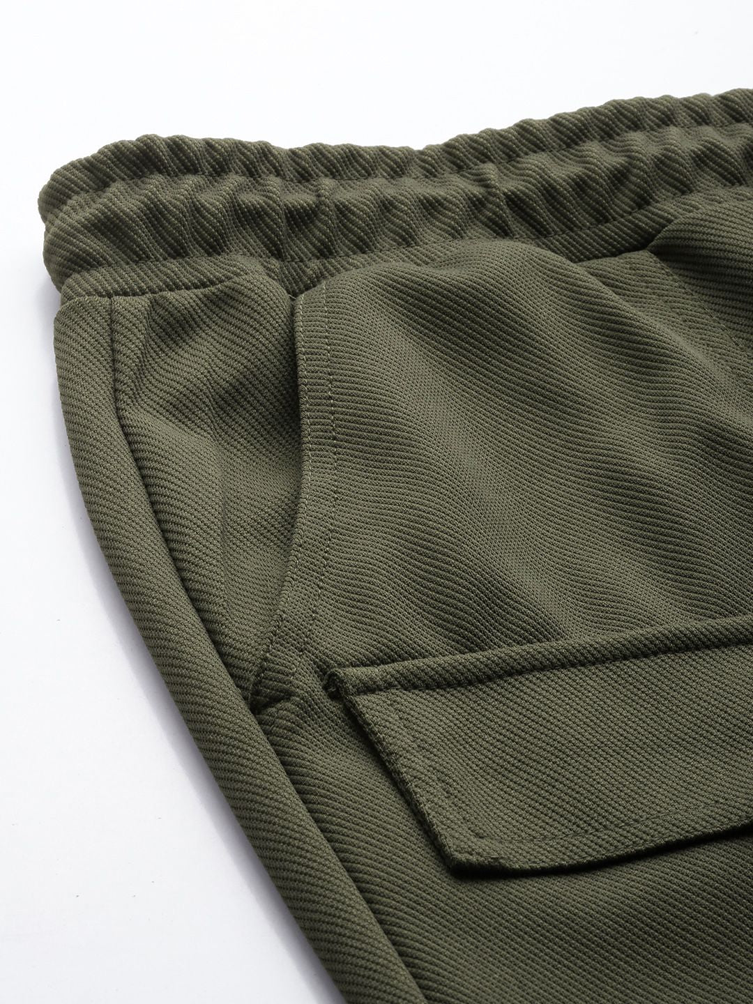 Men's Olive Relaxed Fit Textured Street Wear Jogger - Image 5