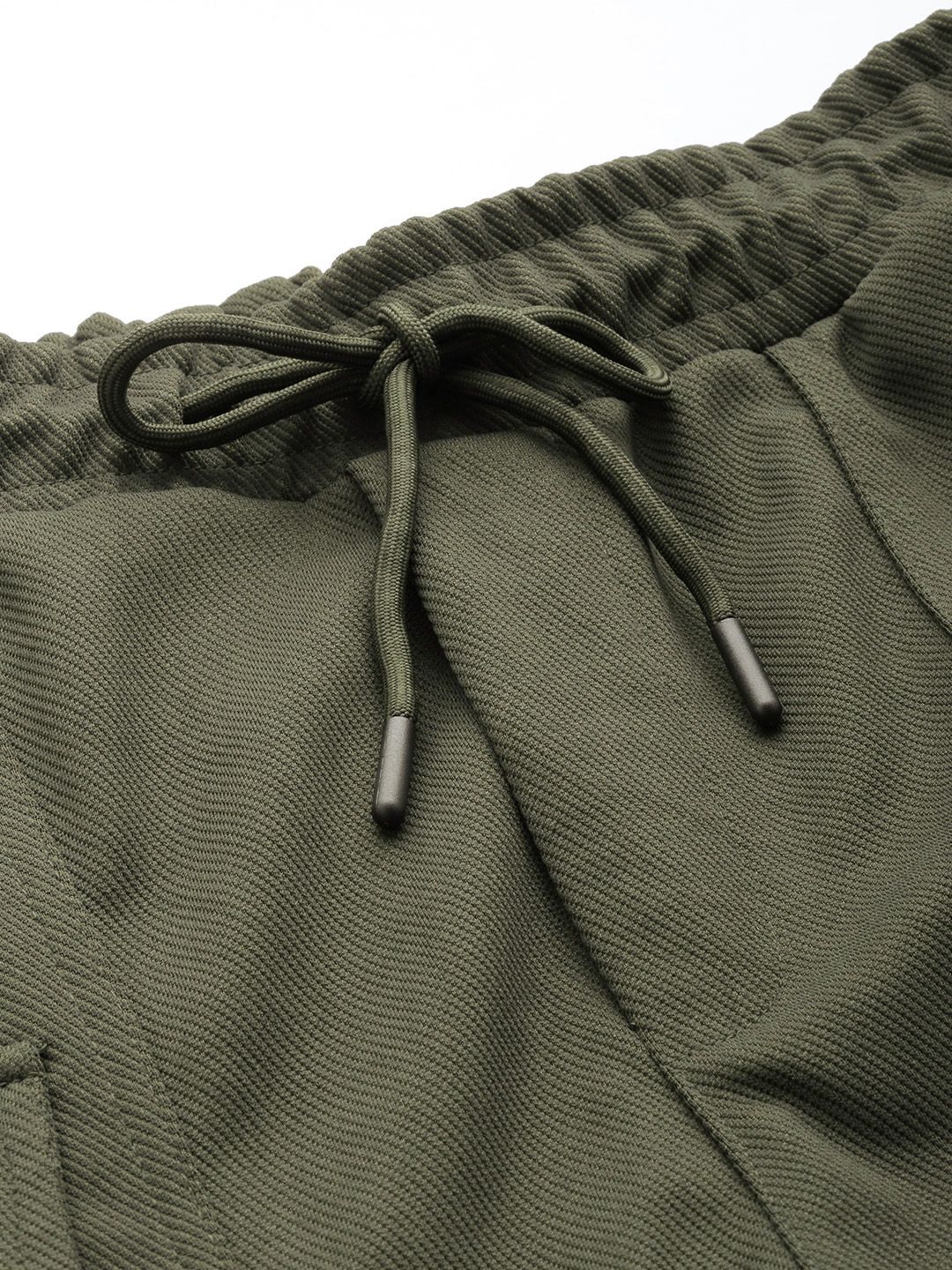 Men's Olive Relaxed Fit Textured Street Wear Jogger - Image 7