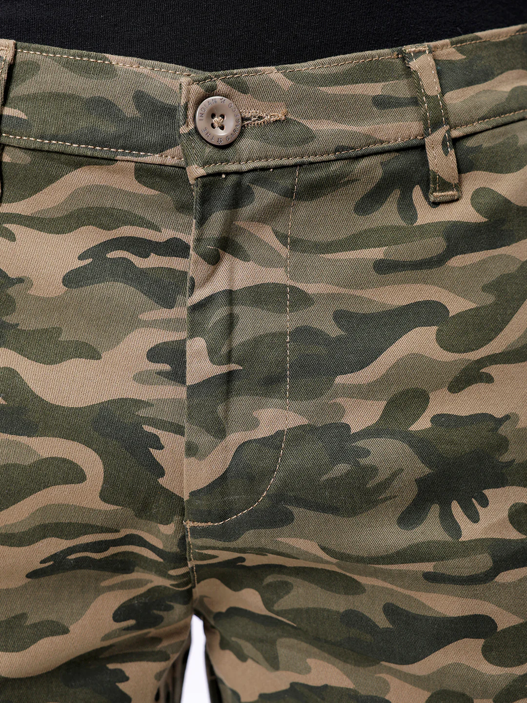 Men's Olive Camo Slim Fit Camouflage Print Casual Cargo - Image 6