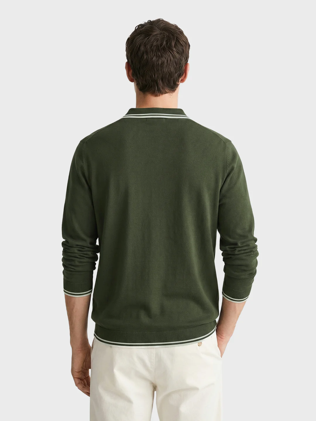 Men's Olive Slim Fit Textured Flat Knit T-Shirt - Image 4