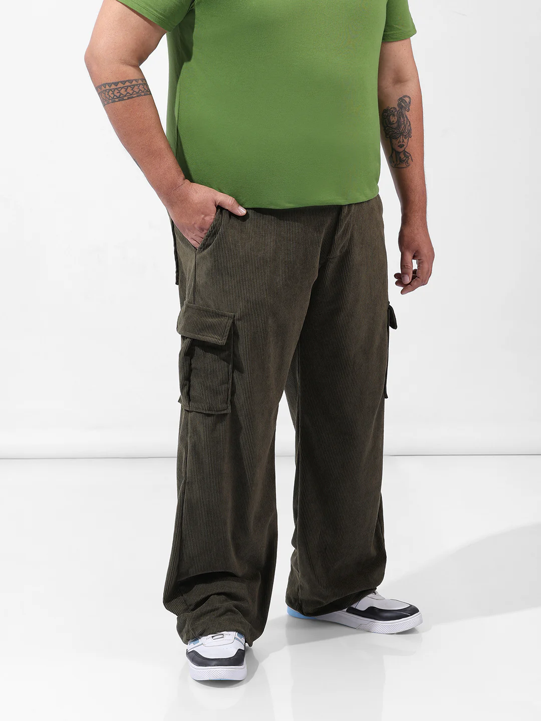 Men's Olive Loose Cargo Utility Joggers - Image 3