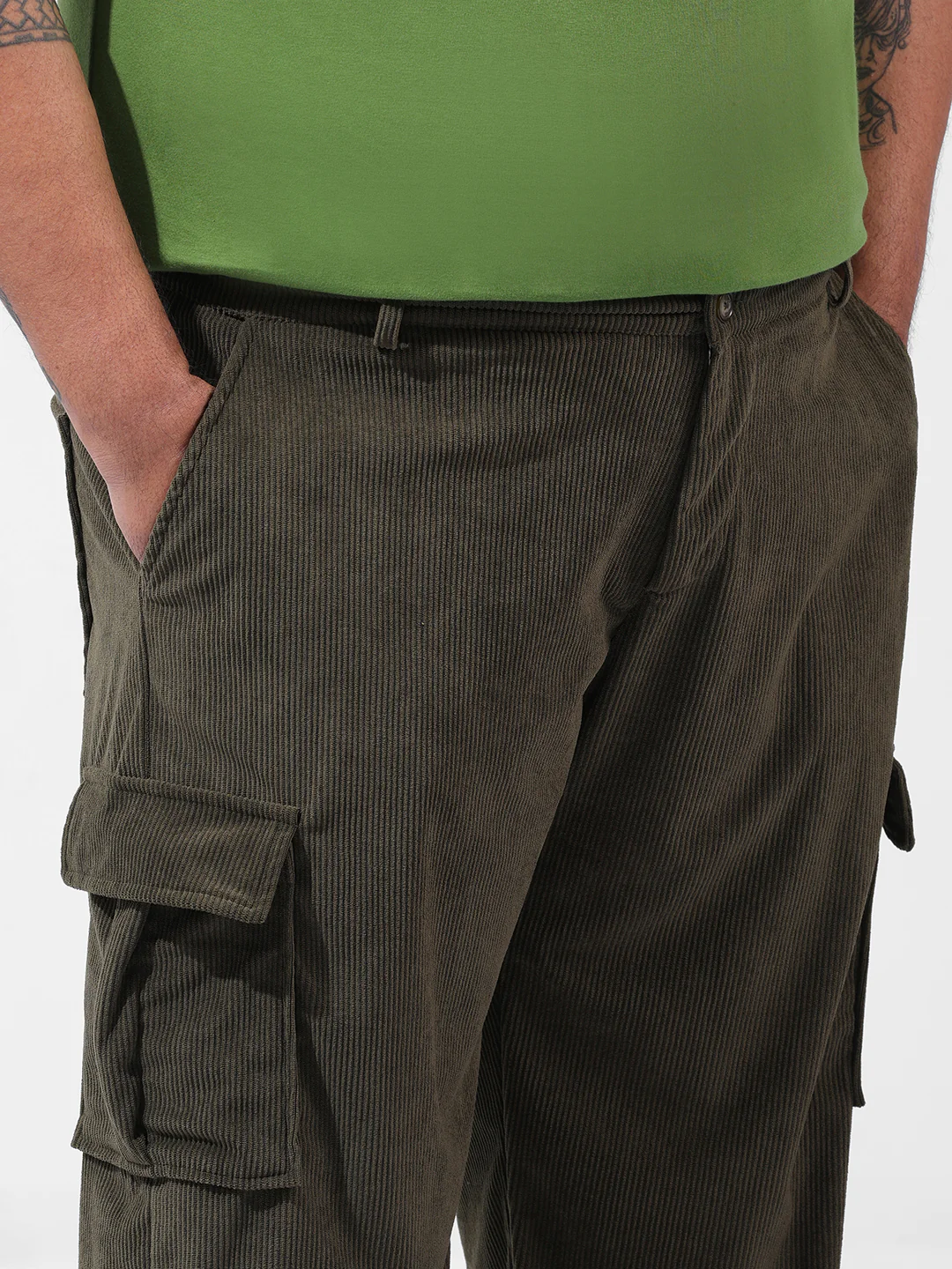 Men's Olive Loose Cargo Utility Joggers - Image 5