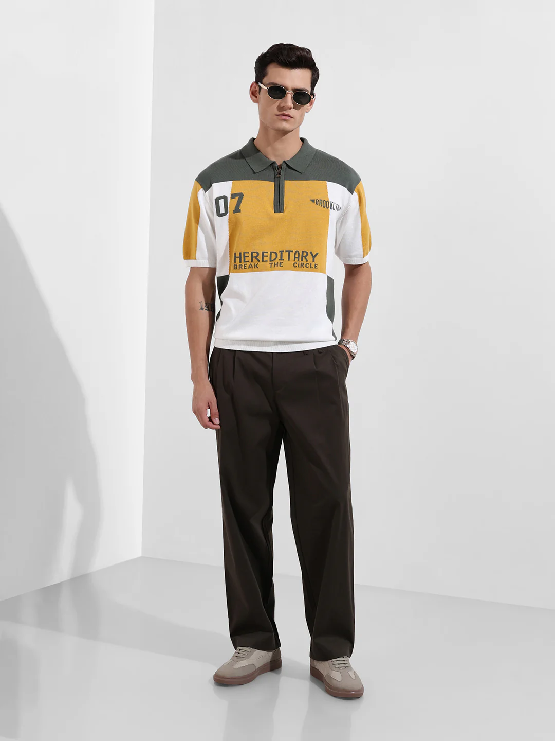Men's Optic White Oversized Fit Solid Flat Knit T-Shirt - Image 3
