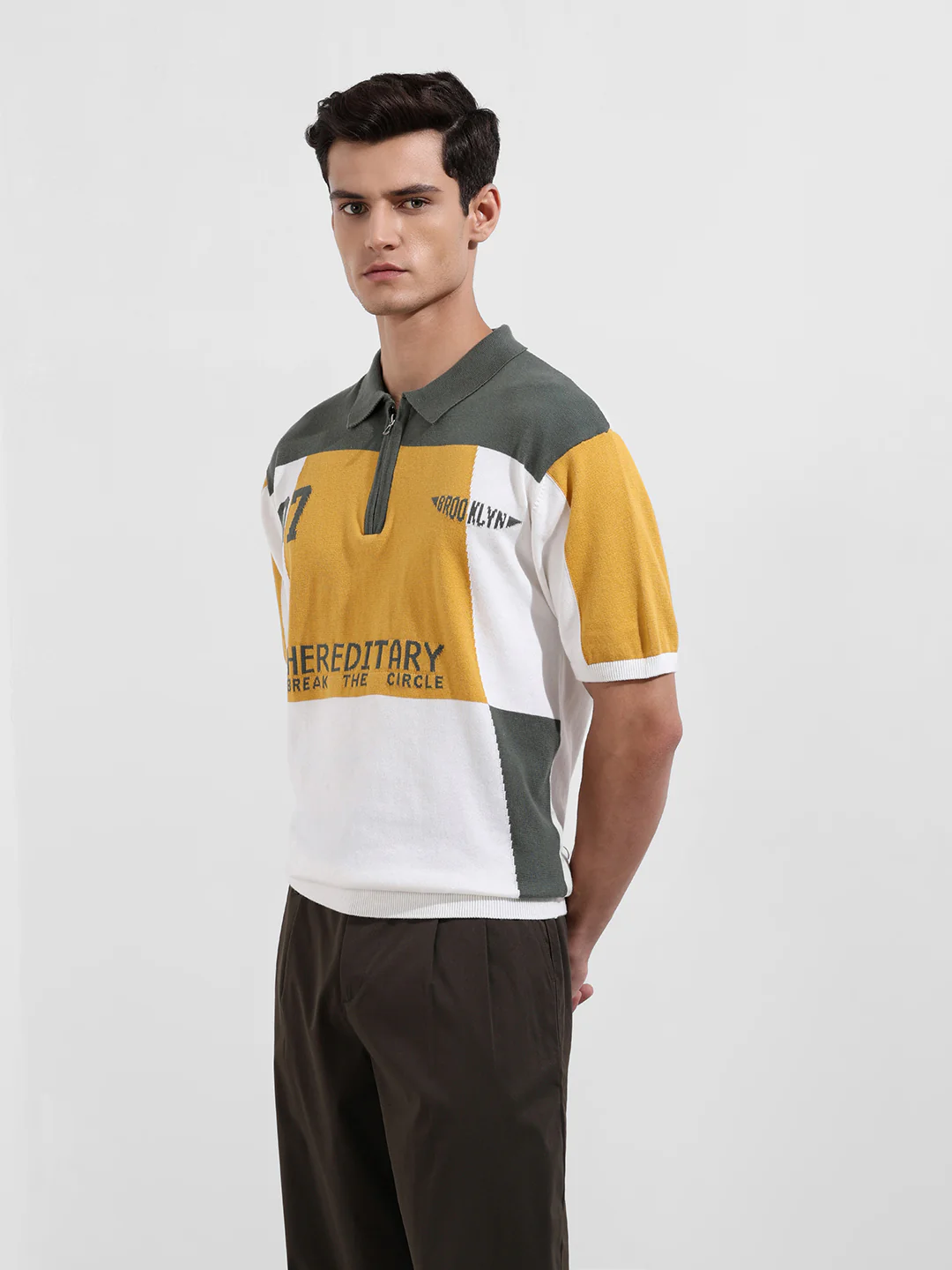 Men's Optic White Oversized Fit Solid Flat Knit T-Shirt - Image 4