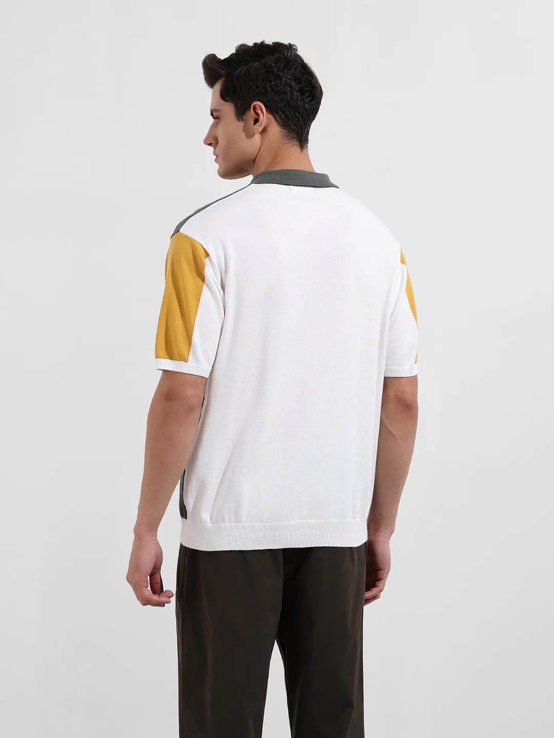 Men's Optic White Oversized Fit Solid Flat Knit T-Shirt - Image 6