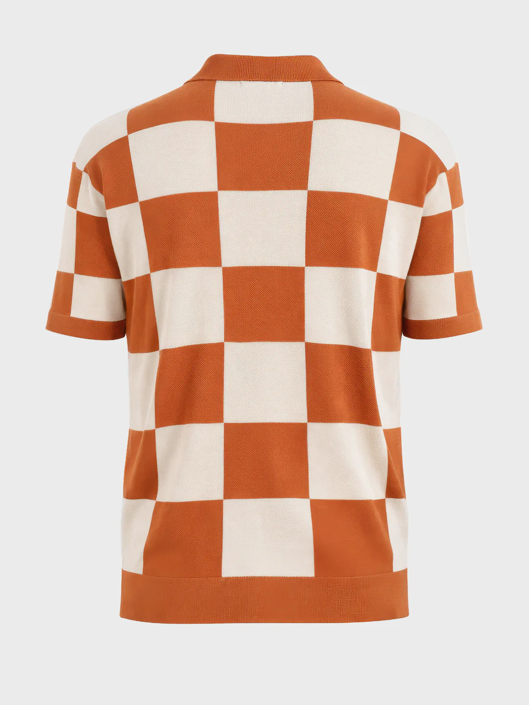 Men's Orange Oversized Fit Textured Flat Knit T-Shirt - Image 4