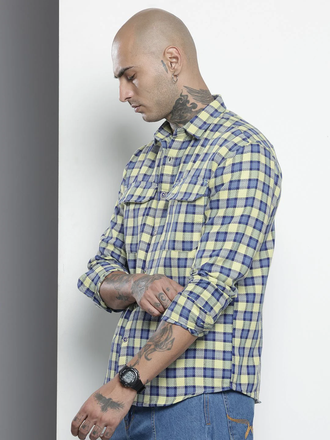 Men's Coral Relaxed Fit Checkered Casual Shirt - Image 2