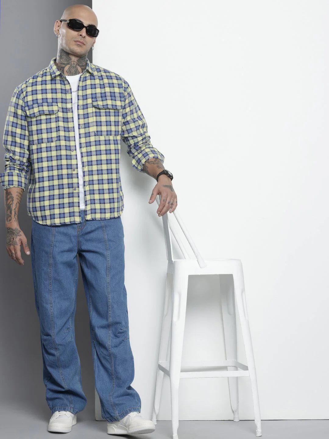 Men's Coral Relaxed Fit Checkered Casual Shirt - Image 3