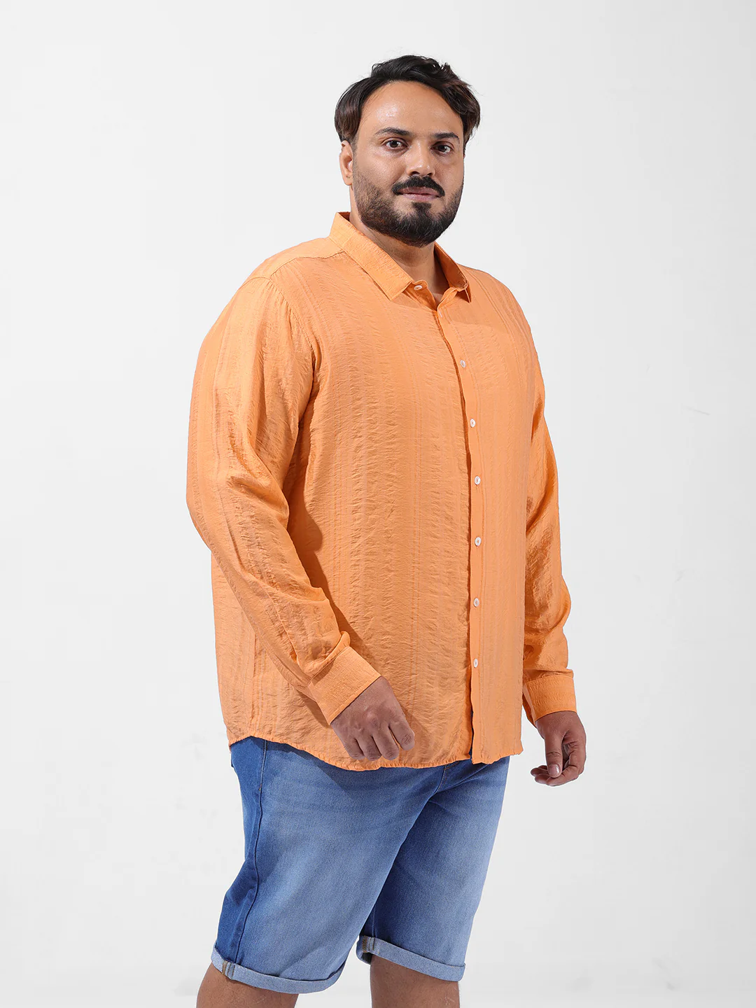 Men's Orange Regular Fit Solid Casual Shirt - Image 2
