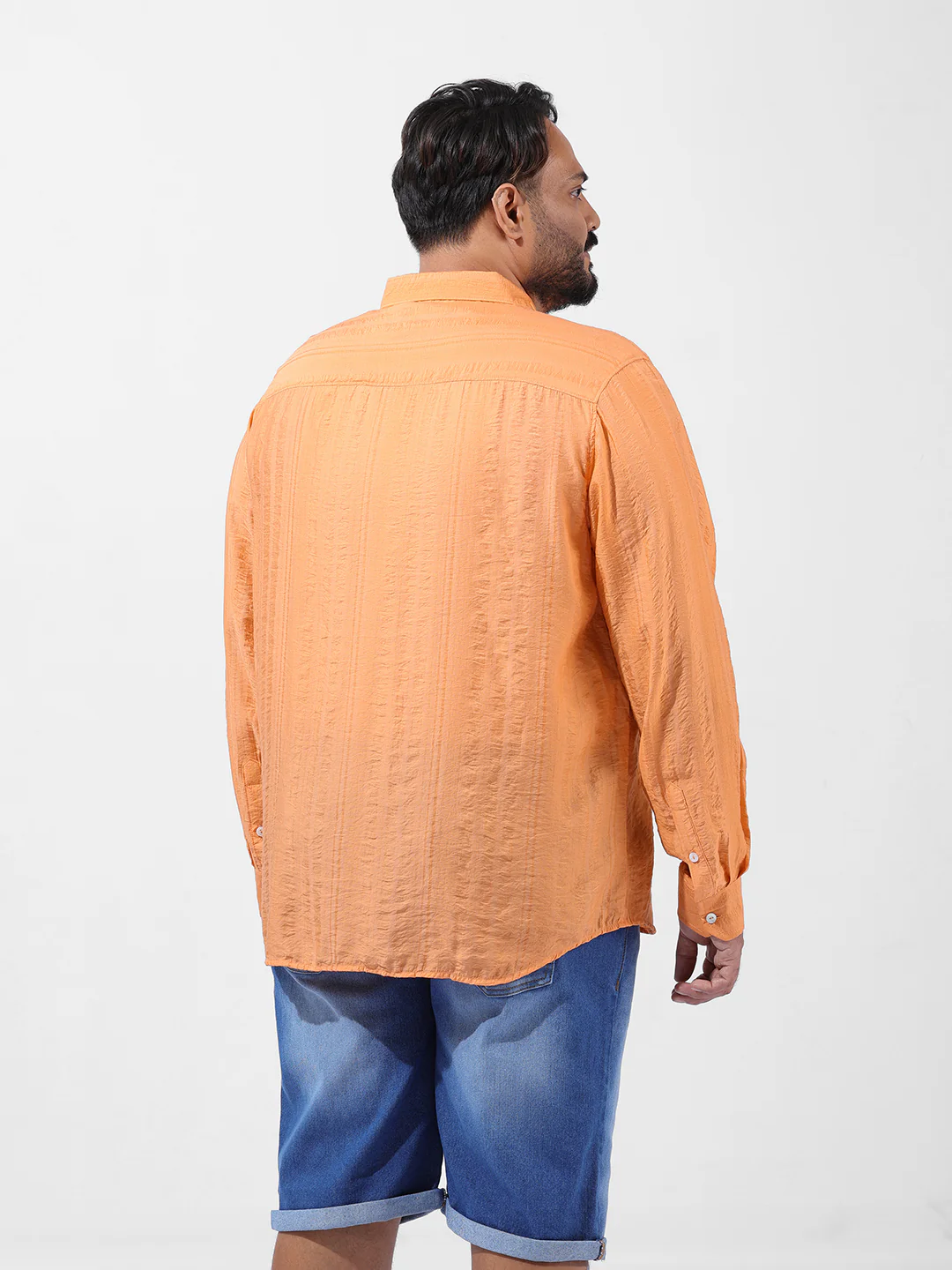 Men's Orange Regular Fit Solid Casual Shirt - Image 4