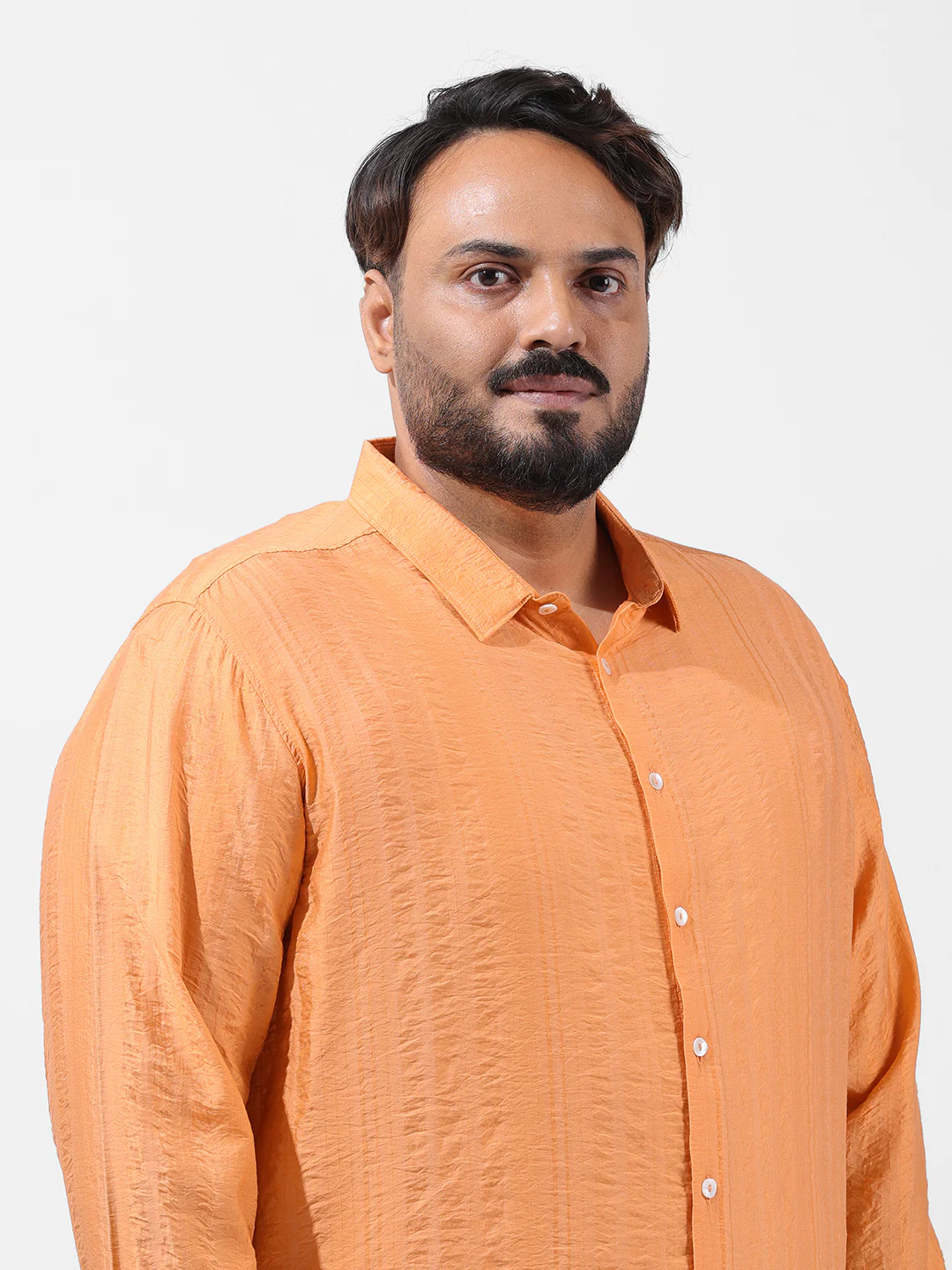 Men's Orange Regular Fit Solid Casual Shirt - Image 5