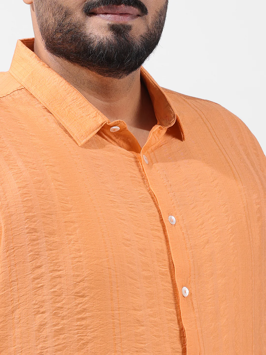 Men's Orange Regular Fit Solid Casual Shirt - Image 6