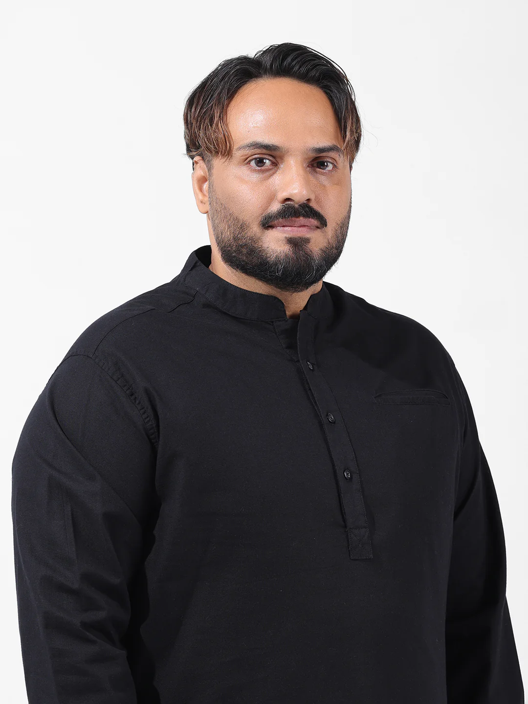 Men's Black Oversized Fit Solid Casual Shirt - Image 5