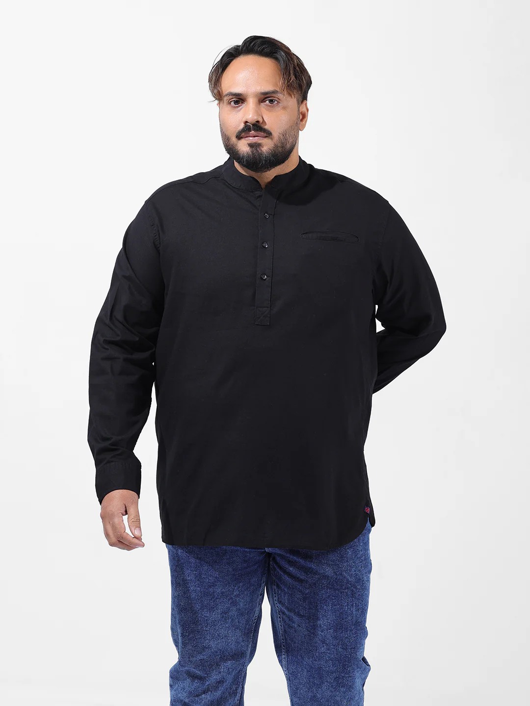 Men's Black Oversized Fit Solid Casual Shirt - Image 7