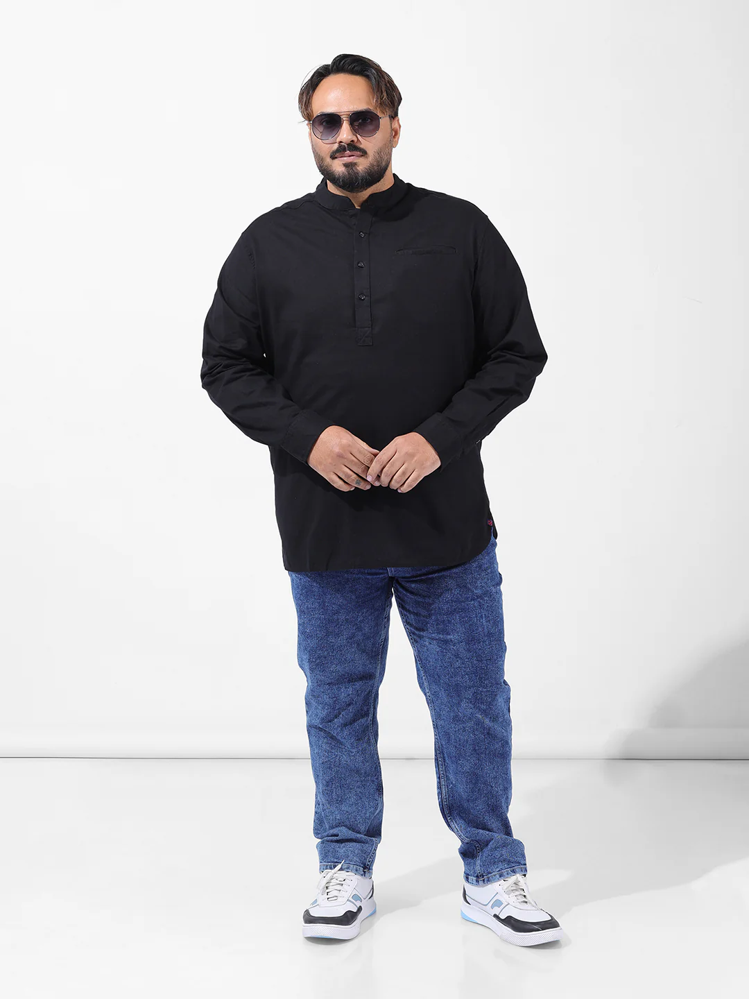 Men's Black Oversized Fit Solid Casual Shirt - Image 8