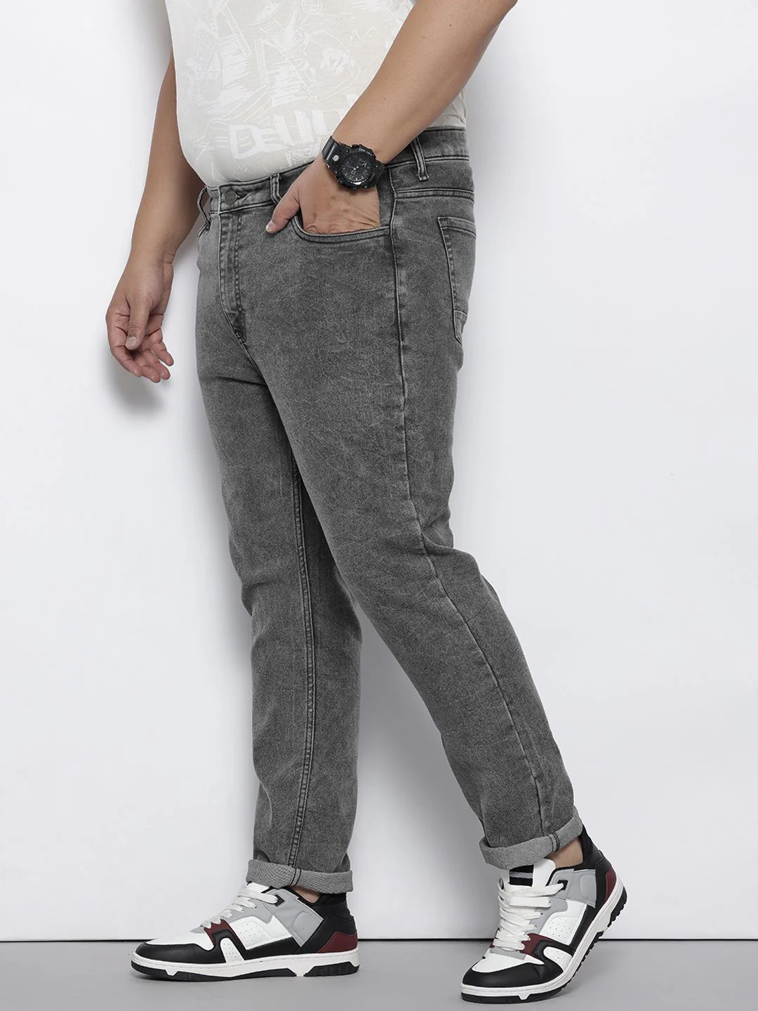 Men's Oversized Grey  Jeans - Image 3