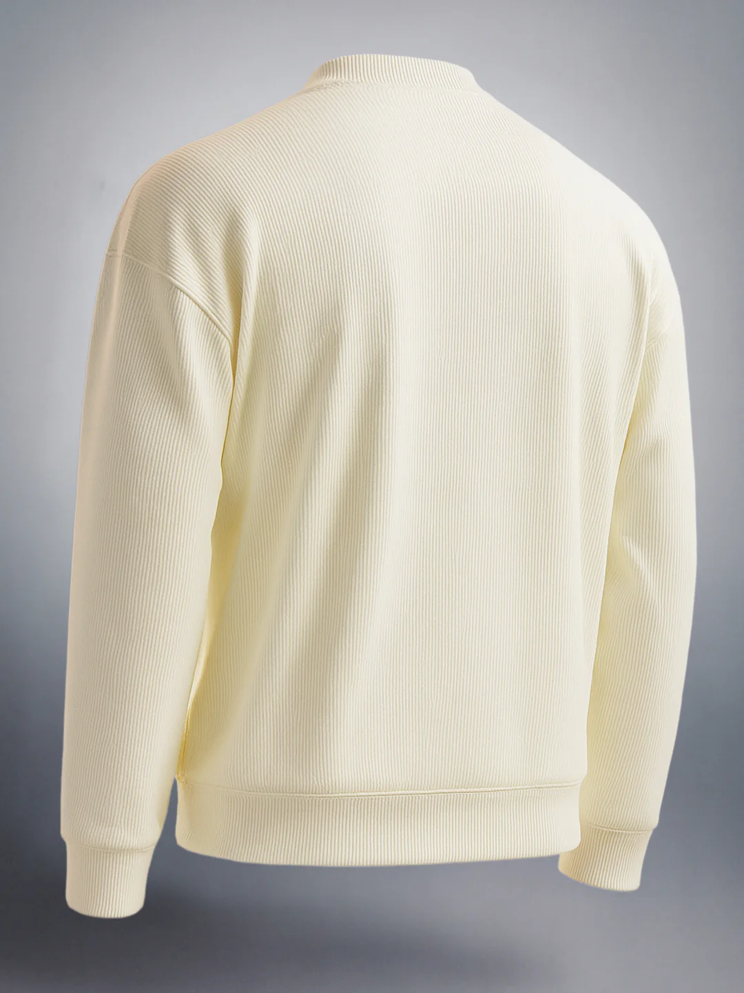 Men's Off White Oversized Fit Textured Casual Sweatshirts - Image 2