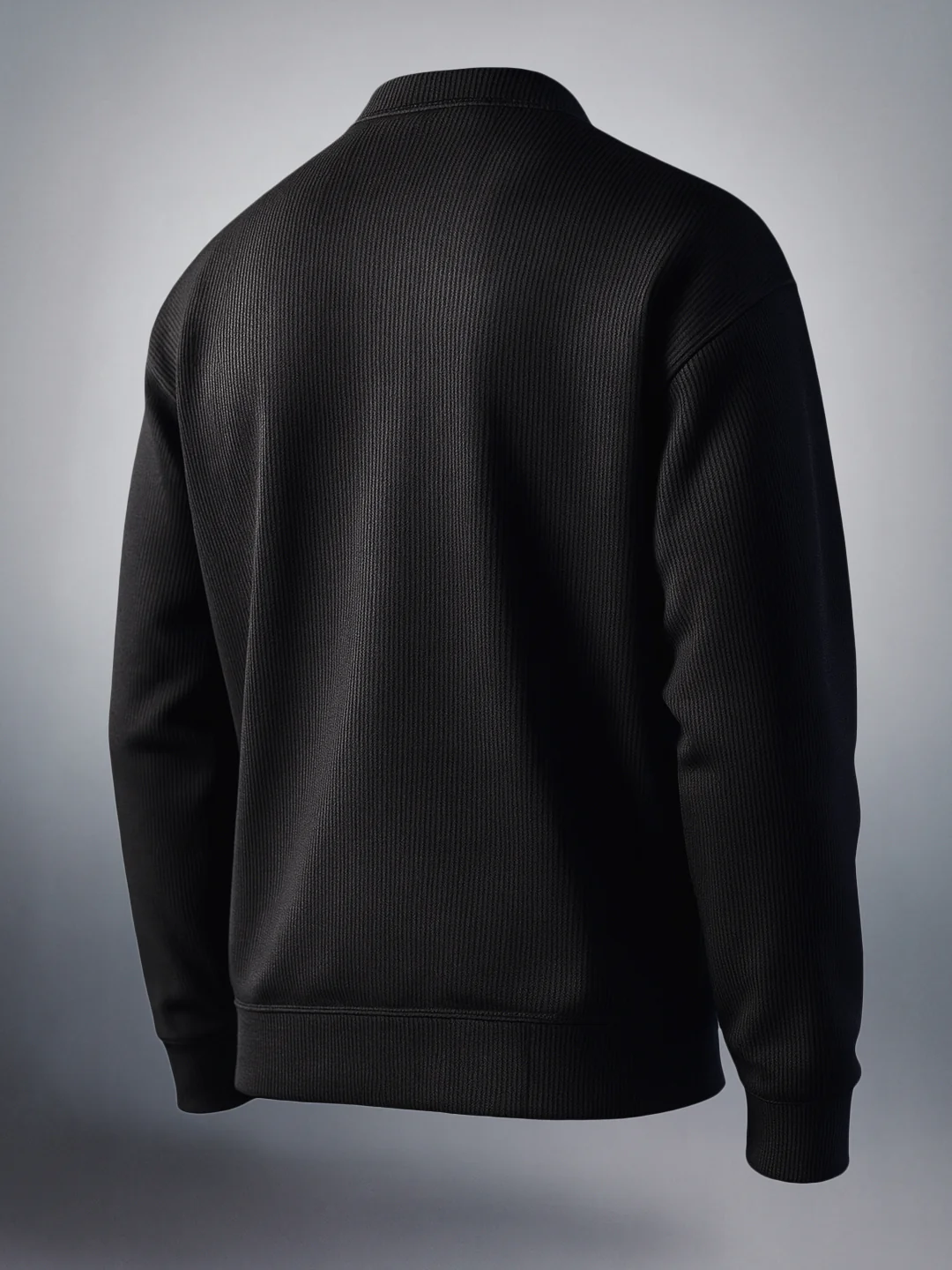 Men's Black Oversized Fit Textured Casual Sweatshirts - Image 2