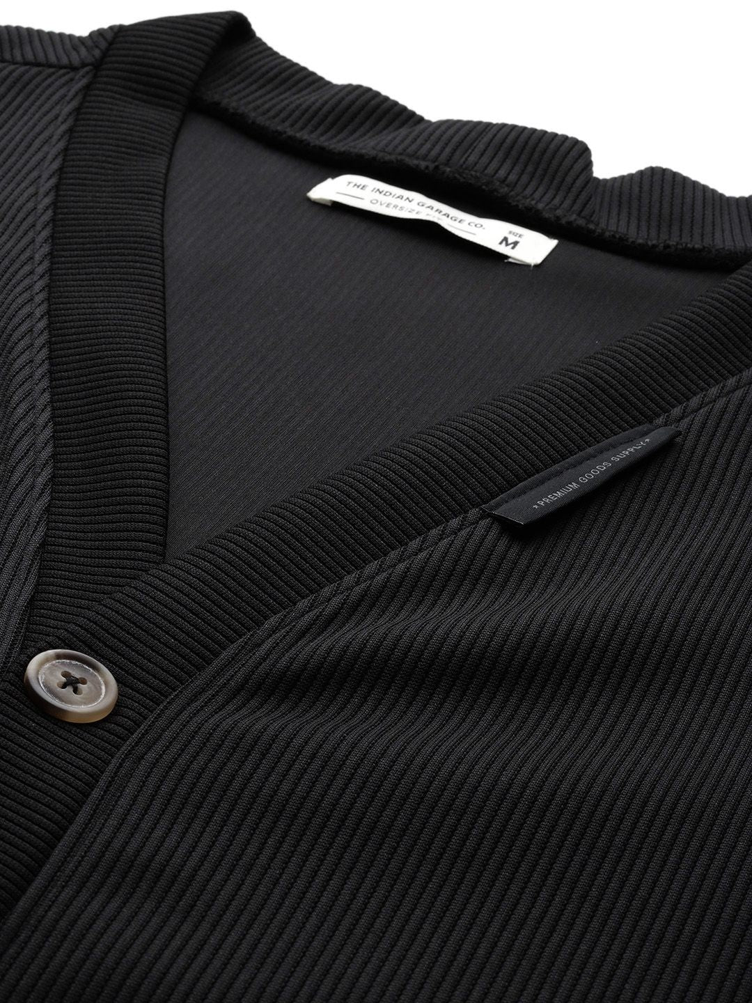 Men's Black Oversized Fit Textured Casual Sweatshirts - Image 7