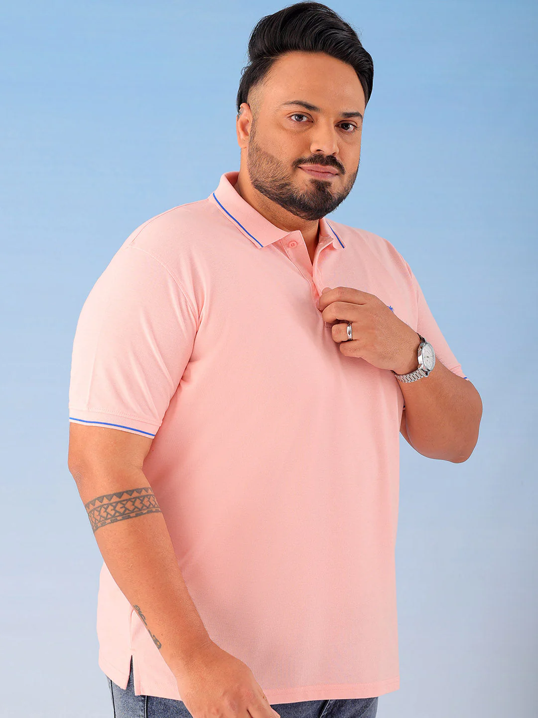 Men's Solid Plus Size T-Shirt - Image 4