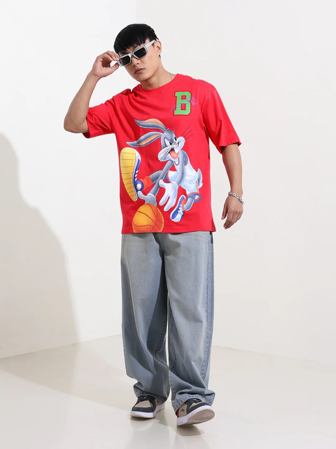 Men's Pink Boxy Fit Bugs Bunny Character Merchandise T-Shirt - Image 2