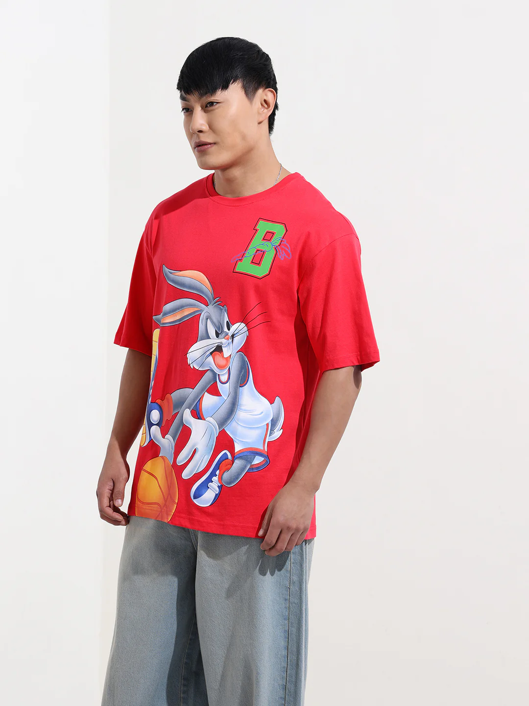 Men's Pink Boxy Fit Bugs Bunny Character Merchandise T-Shirt - Image 3