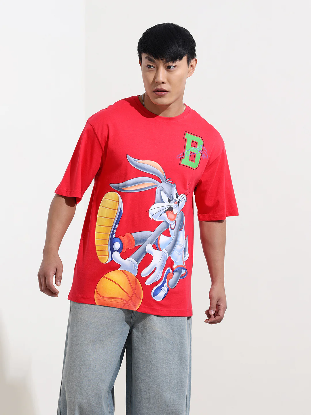 Men's Pink Boxy Fit Bugs Bunny Character Merchandise T-Shirt - Image 6