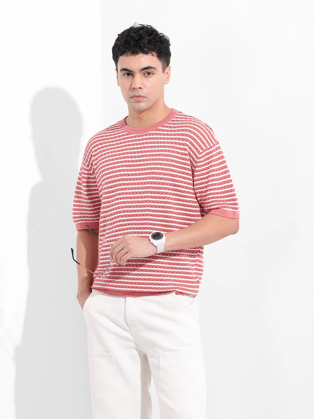 Men's Pink Oversized Fit Polo Power T-Shirt - Image 2