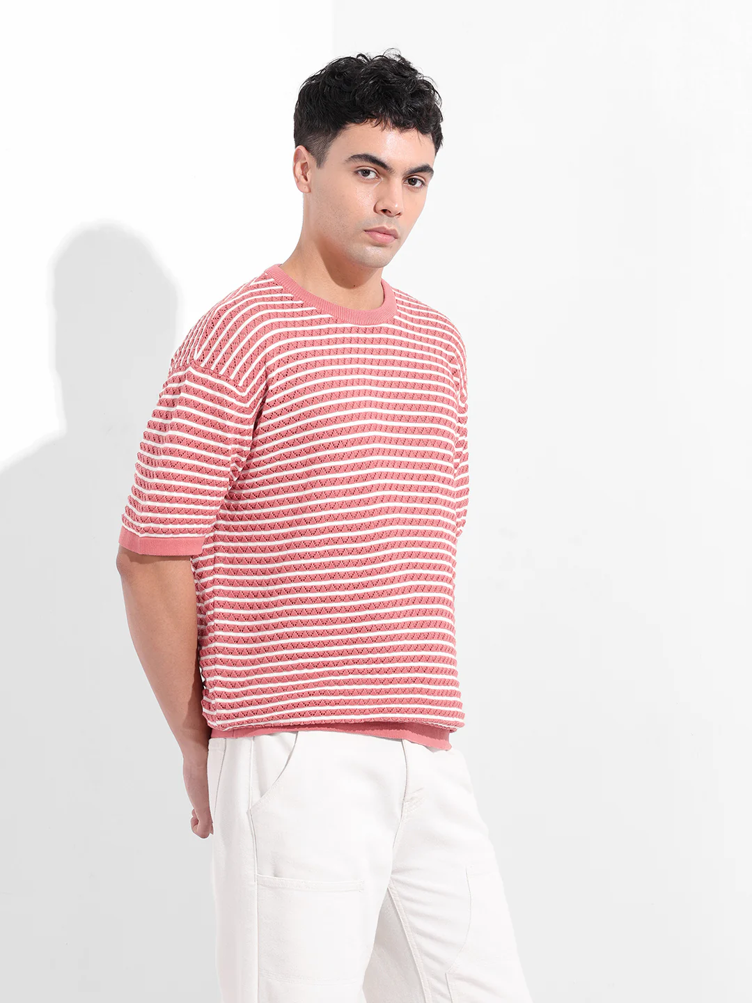 Men's Pink Oversized Fit Polo Power T-Shirt - Image 4