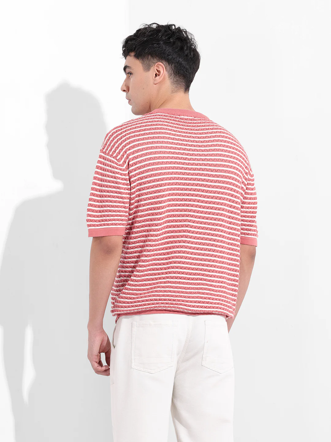 Men's Pink Oversized Fit Polo Power T-Shirt - Image 5