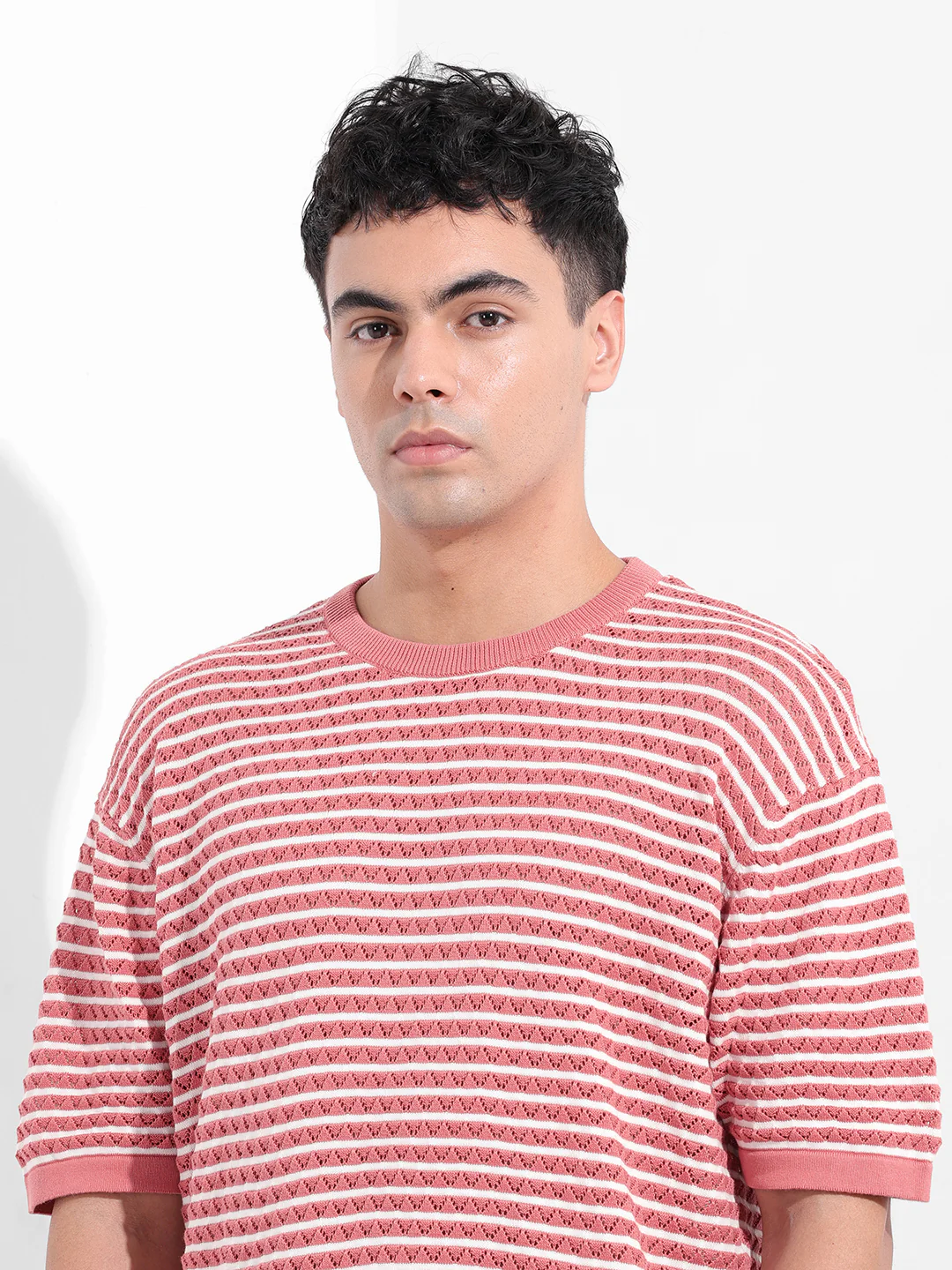 Men's Pink Oversized Fit Polo Power T-Shirt - Image 6