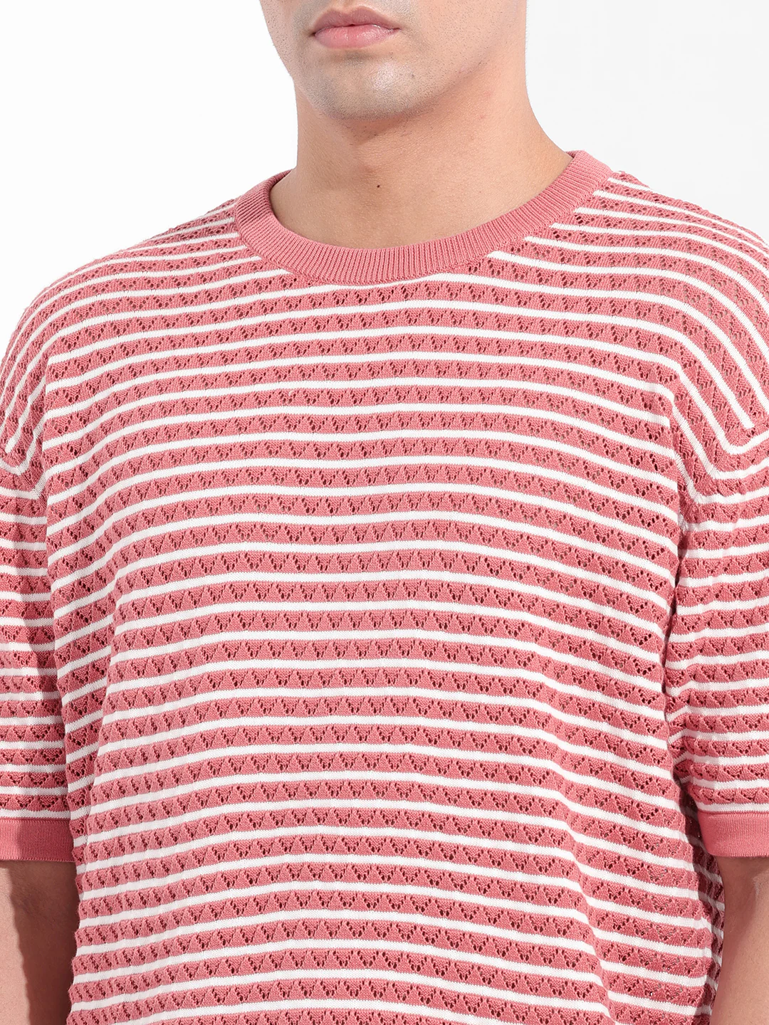 Men's Pink Oversized Fit Polo Power T-Shirt - Image 7
