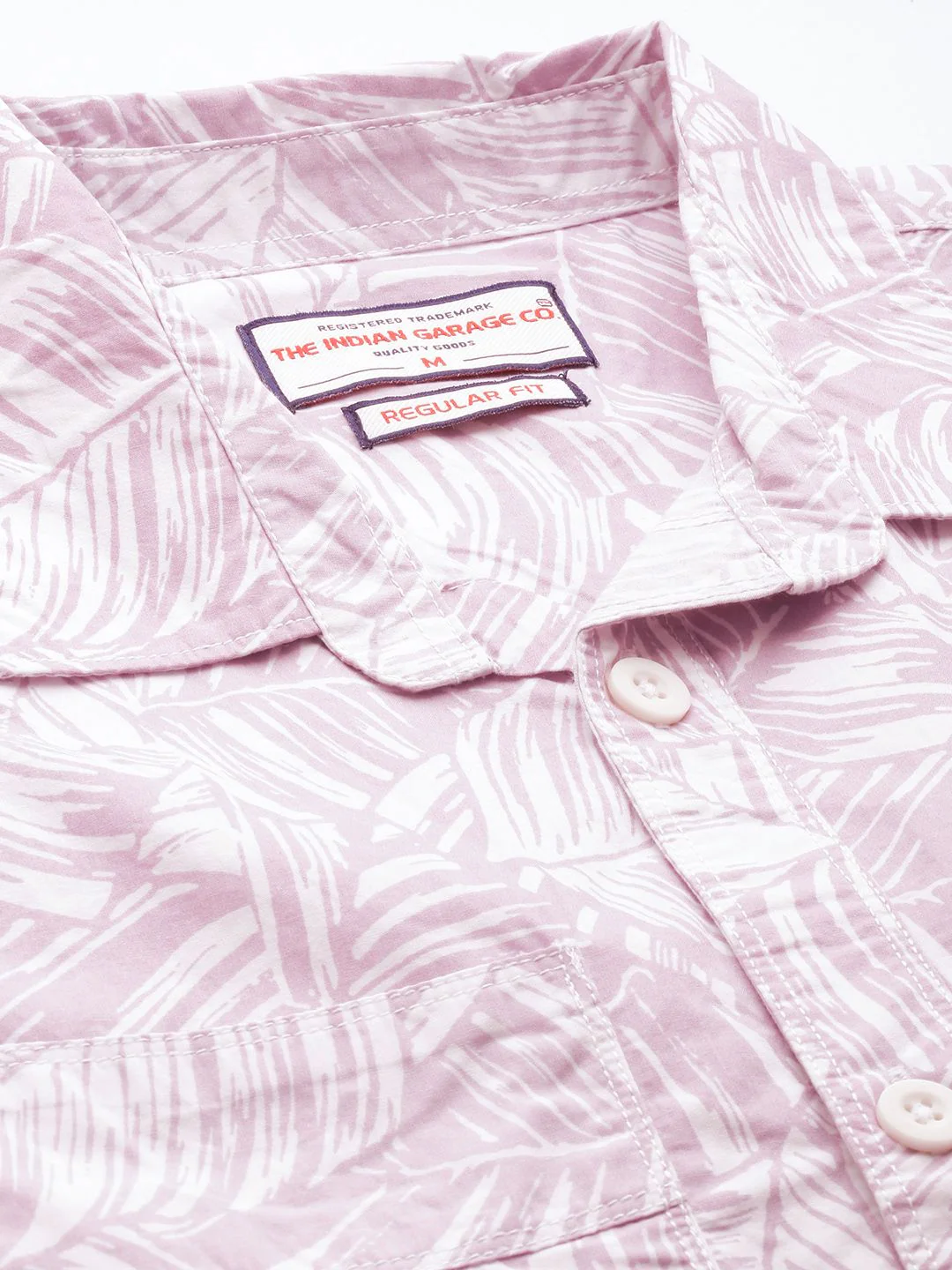 Men's Baby Pink Regular Fit Printed Casual Shirt - Image 3
