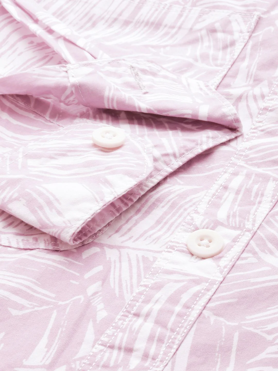 Men's Baby Pink Regular Fit Printed Casual Shirt - Image 6