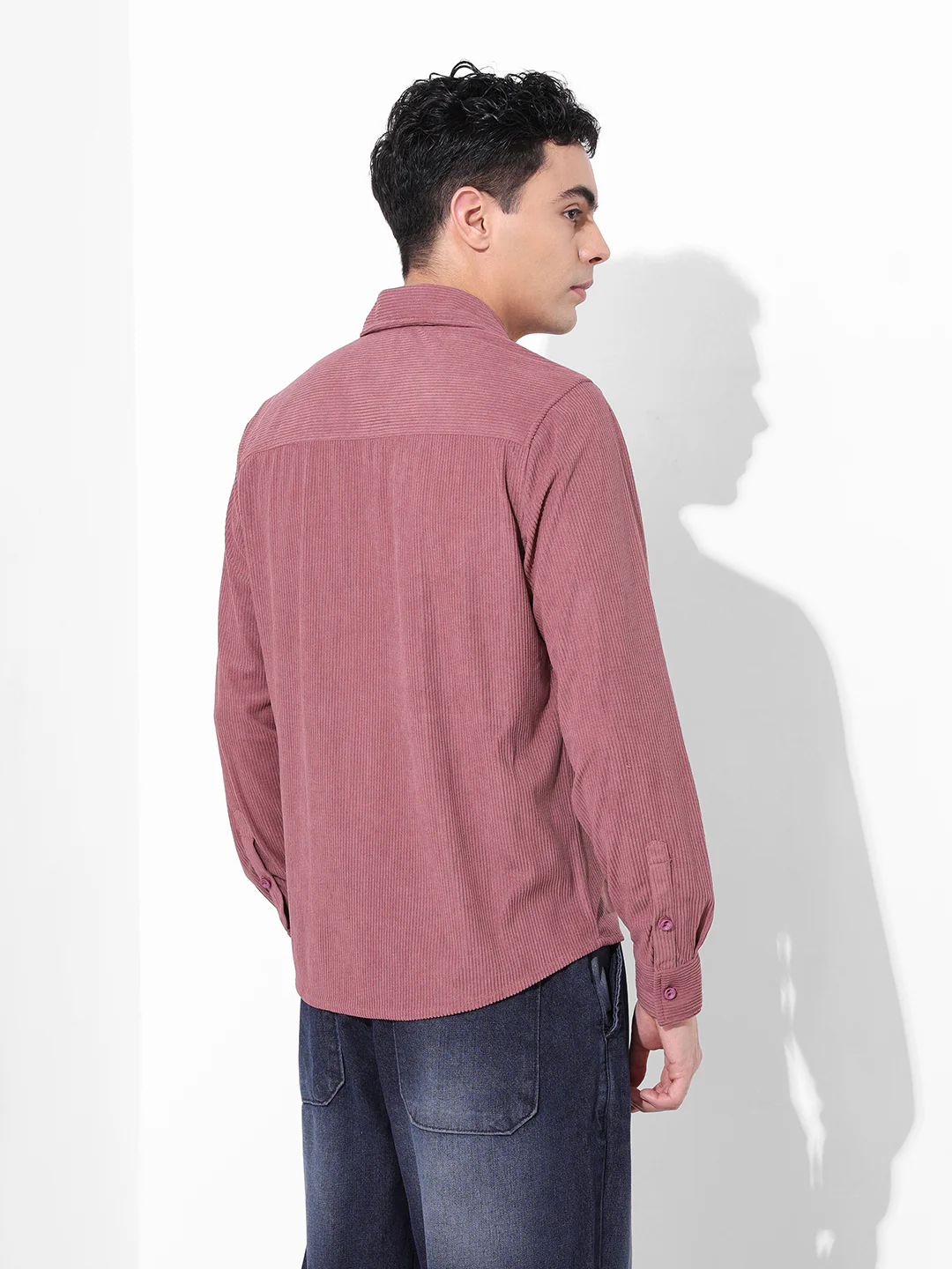 Men's Dusty Pink Regular Fit Solid Casual Shirt - Image 4