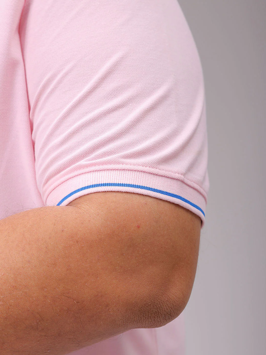 Men's Pink Regular Fit Solid Polo Plus Size T-shirt - Image 6