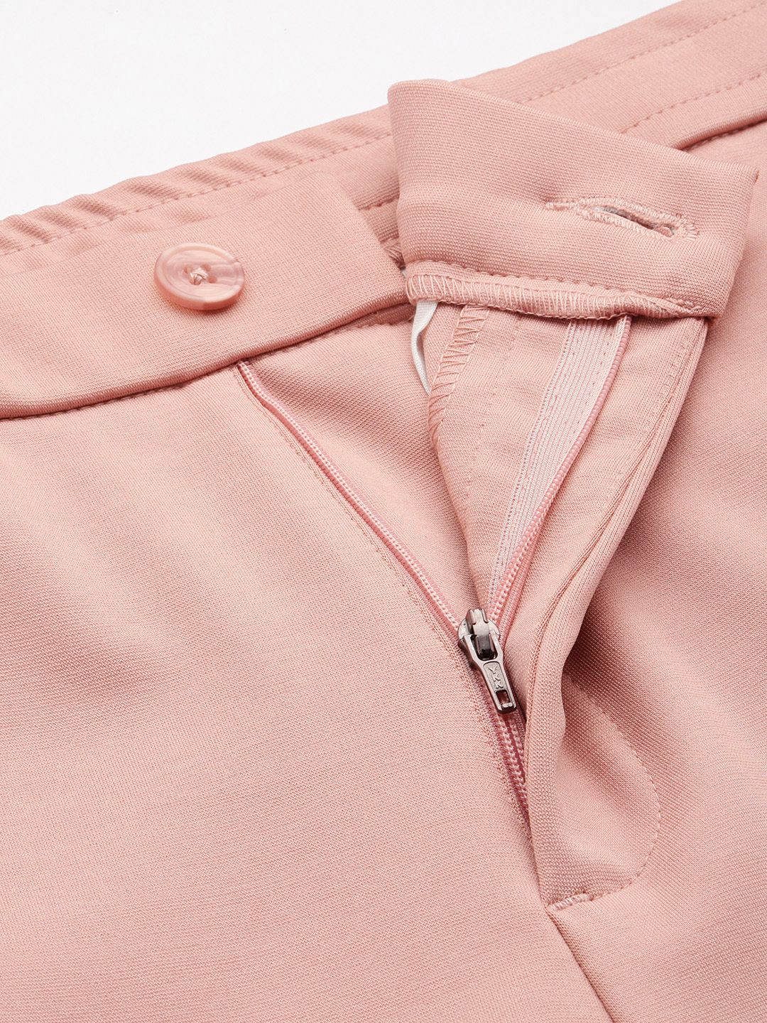 Men's Peach Relaxed Fit Solid Casual Chinos - Image 7