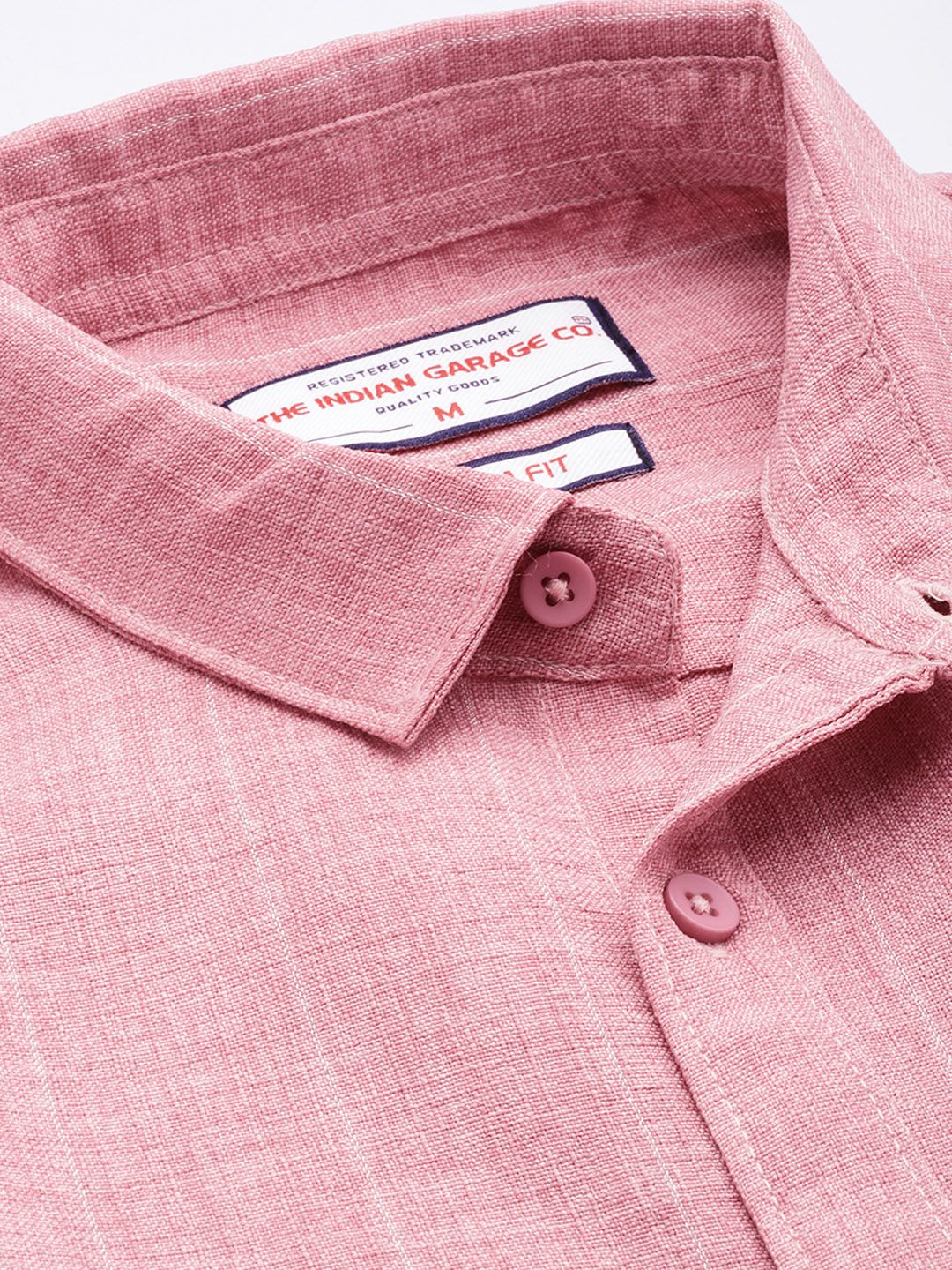 Men's Pink Slim Fit Striped Casual Shirt - Image 3