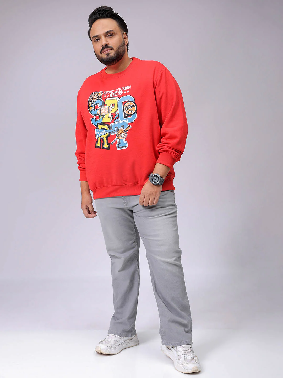 Men's Plus Fit Placement Print Crew Neck Sweatshirt - Image 4