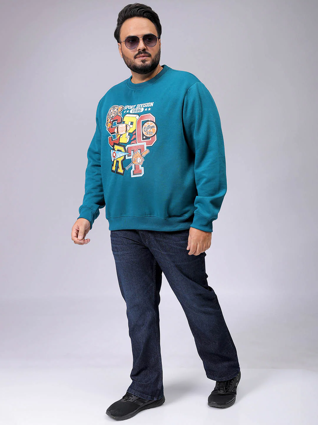 Men's Plus Fit Placement Print Crew Neck Sweatshirt - Image 4