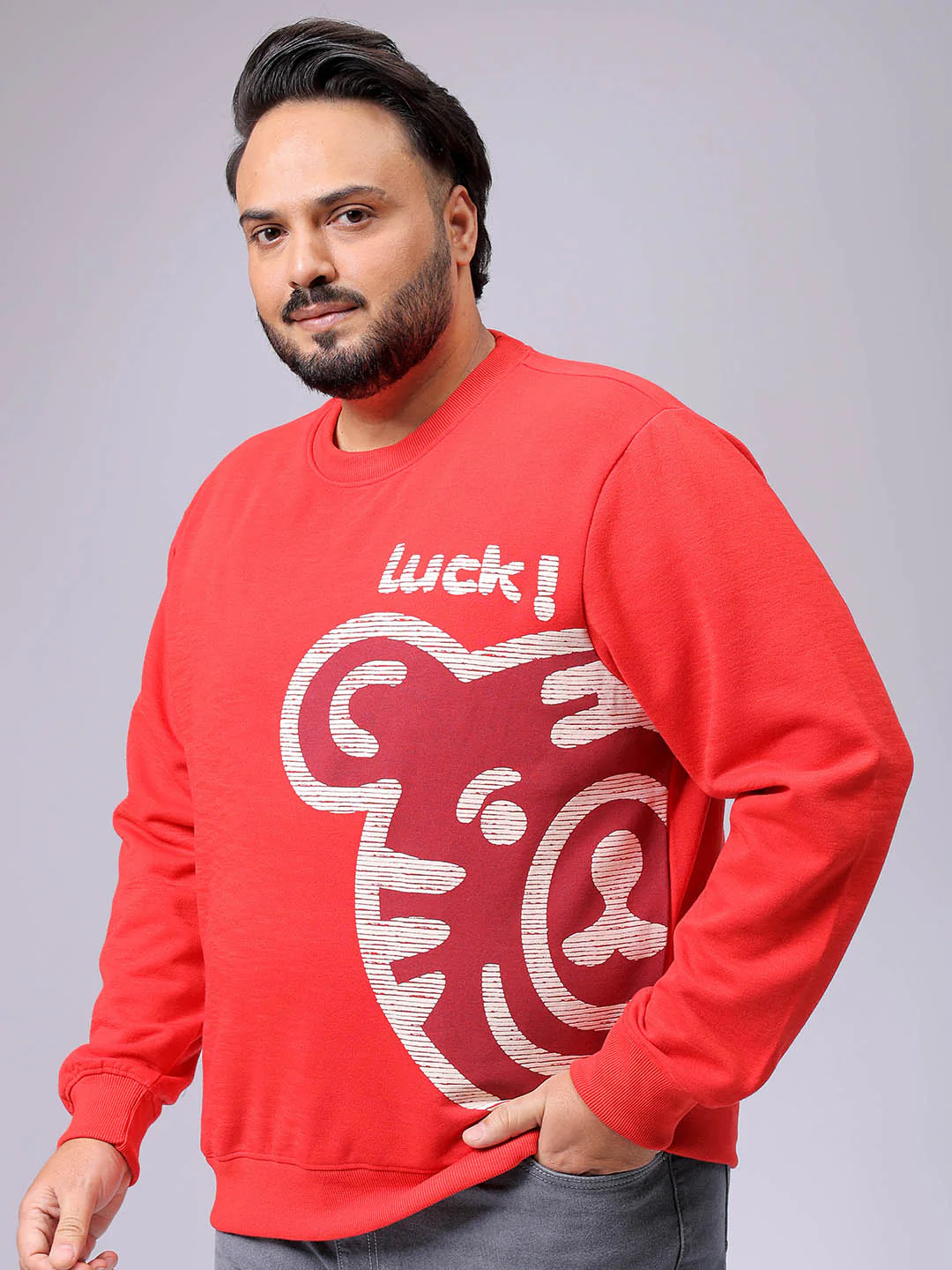 Men's Plus Fit Placement Print Crew Neck Sweatshirt - Image 2