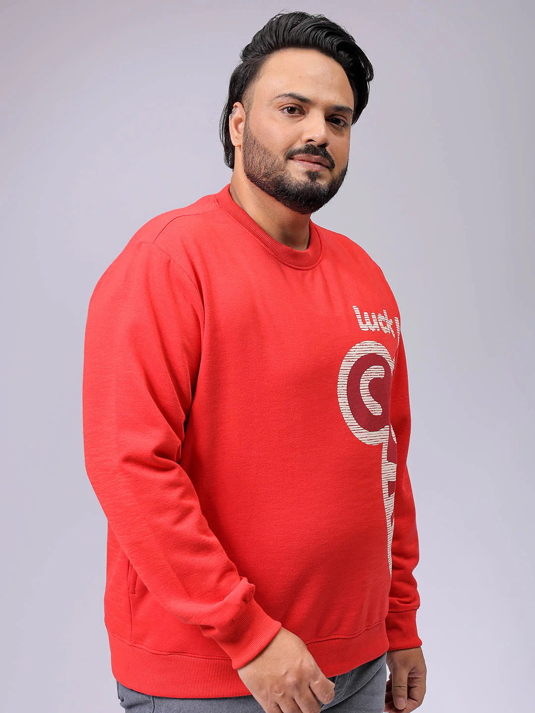 Men's Plus Fit Placement Print Crew Neck Sweatshirt - Image 4