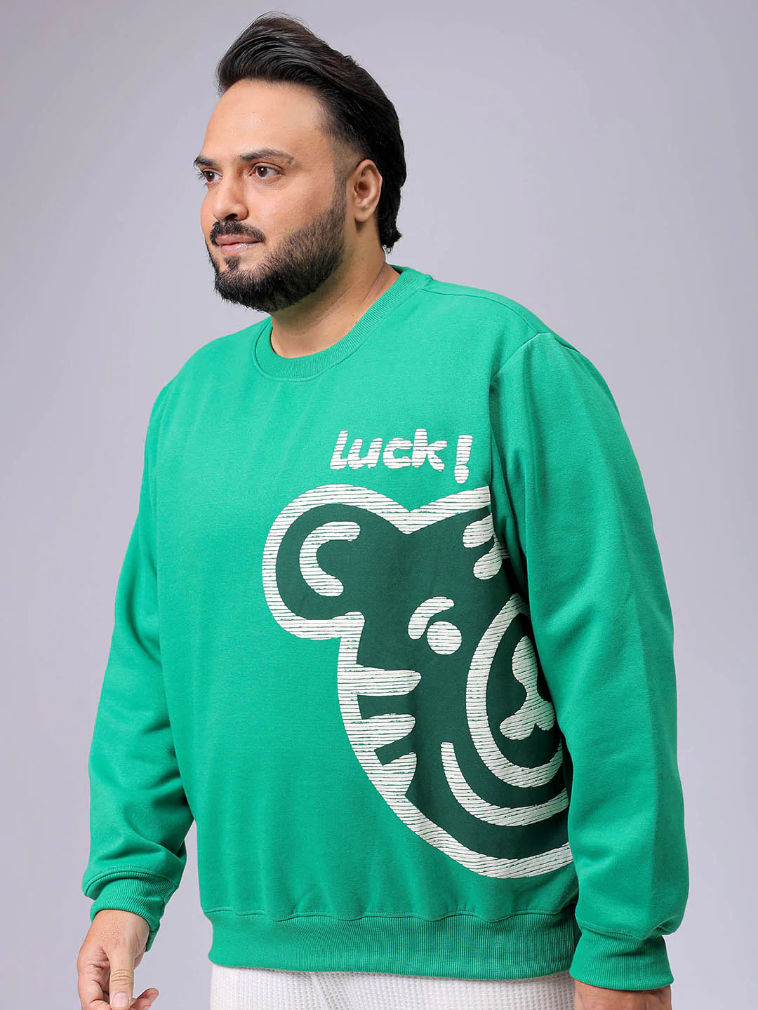 Men's Plus Fit Placement Print Crew Neck Sweatshirt - Image 2