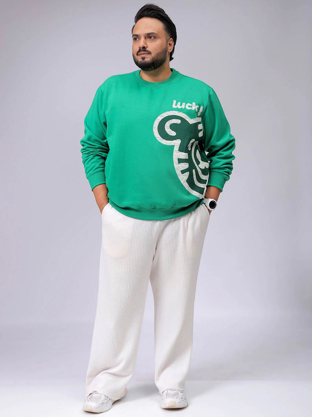 Men's Plus Fit Placement Print Crew Neck Sweatshirt - Image 3
