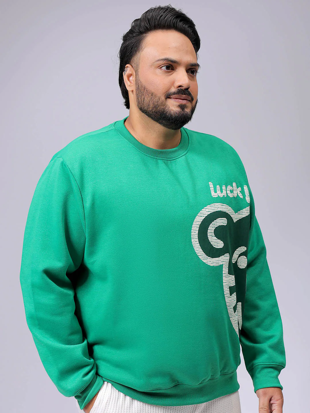 Men's Plus Fit Placement Print Crew Neck Sweatshirt - Image 4