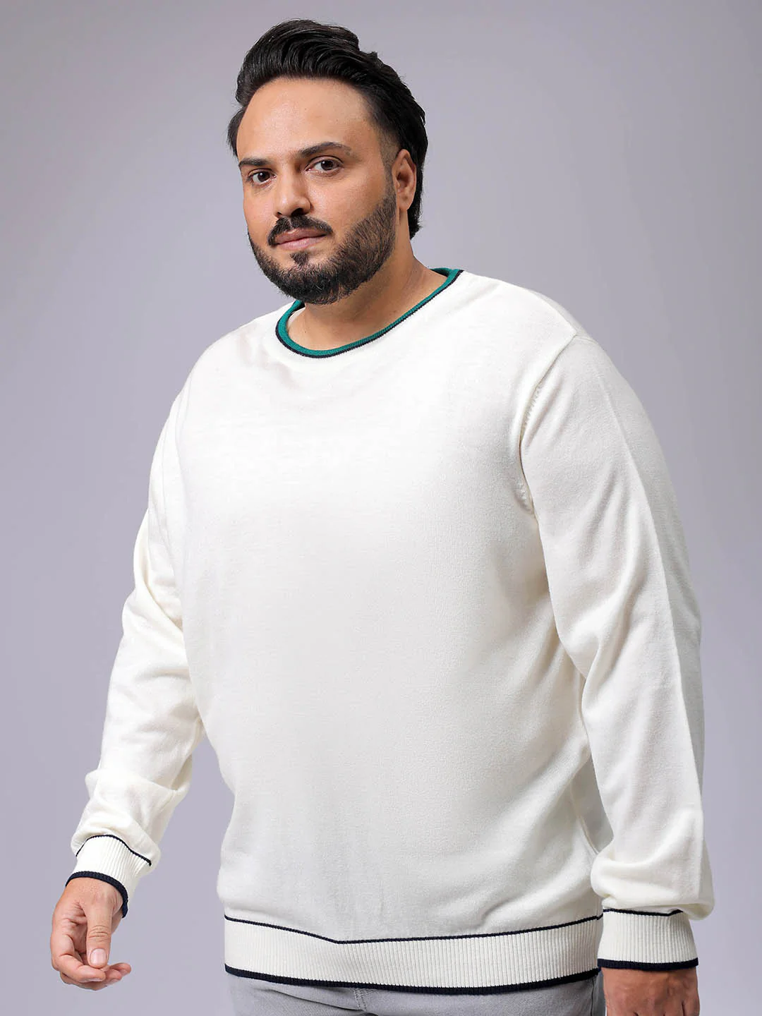 Men's Plus Fit Solid Crew Neck Sweater - Image 2